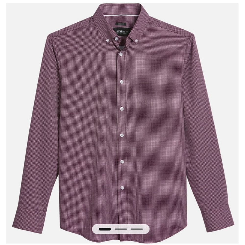 Awearness Kenneth Cole 16.5 Neck 32/33 Large Burgundy Red Printed Button Shirt